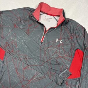 Under Armour Pullover Mens Medium Gray Geometric 1/4 Zip Running Shirt 1265029